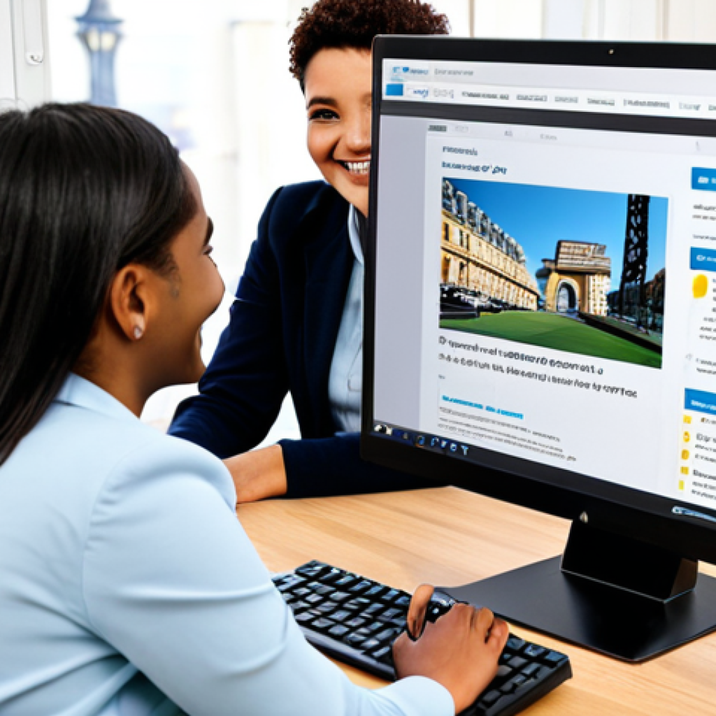 **

"A dedicated career counselor in a bright, modern office in Paris, France, assisting a young adult with a disability. The counselor is gesturing towards a computer screen displaying job opportunities. The young adult is smiling optimistically. The scene emphasizes inclusivity and empowerment. Fully clothed, appropriate attire, safe for work, perfect anatomy, natural proportions, professional photography, high quality, family-friendly."

**