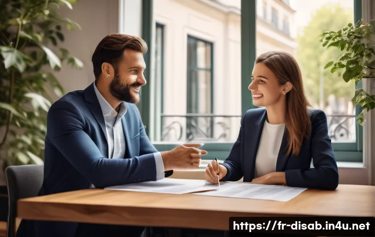 장애인재활상담사 상담 결과 평가 - A warmly lit, modern office in a French city, with a large window overlooking a bustling street or a...