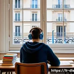 장애인재활상담사 학습 스터디 팁 - A bright, modern study room in a French apartment, early morning light streaming through large windo...