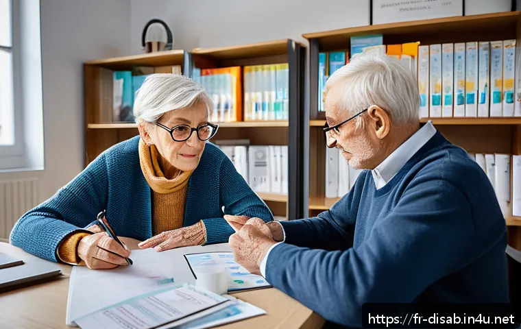장애인재활상담사 실습 과제 - A professional rehabilitation counselor engaged in active listening with an elderly client in a mode...